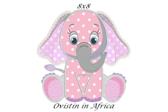 Cute Pink Elephant Applique