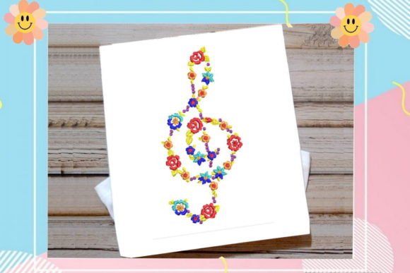 Flower Treble Clef Embroidery Design
