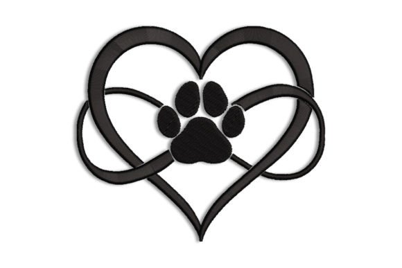 Heart Paw Embroidery Design