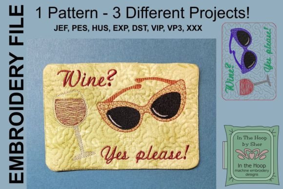 Wine Please Mug Rug or Doorknob Hanger